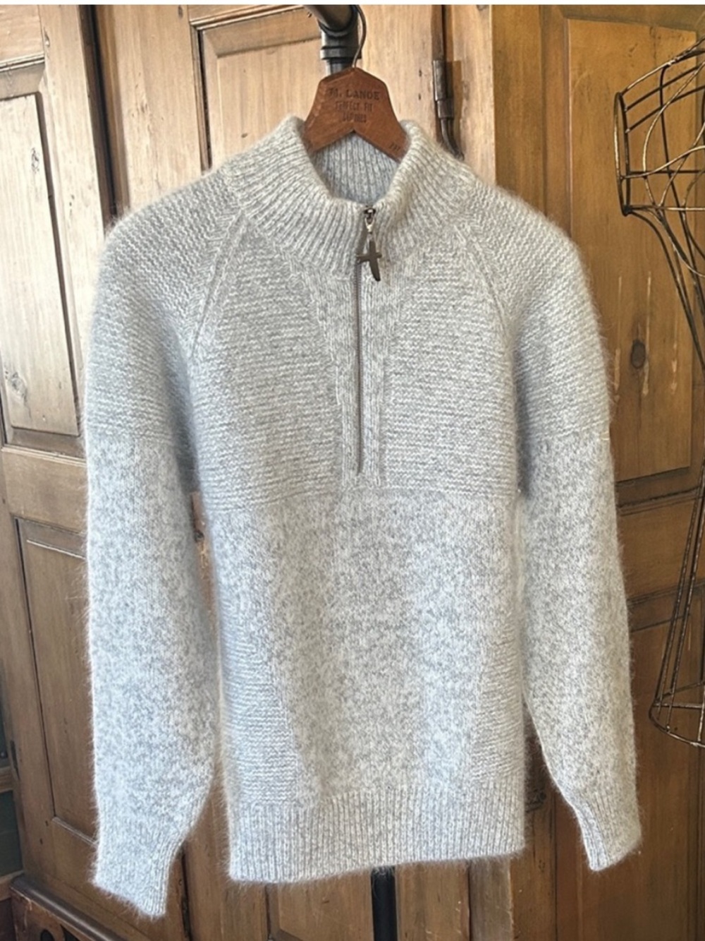 Untouched World New Zealand 1/4 Zip Merino Wool Angora Sweater
